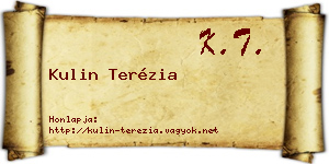Kulin Terézia névjegykártya